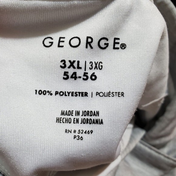 George Mens Golf Polo Shirt White Gray Stripe Short Sleeve Collared Buttons 3XL - Picture 4 of 4